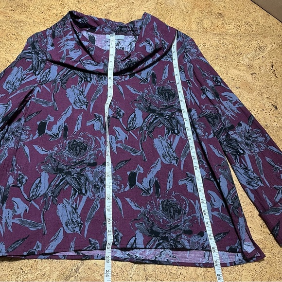 Habitat Button Cowl Linen Blend Top In Berry Sz M - Picture 10 of 12